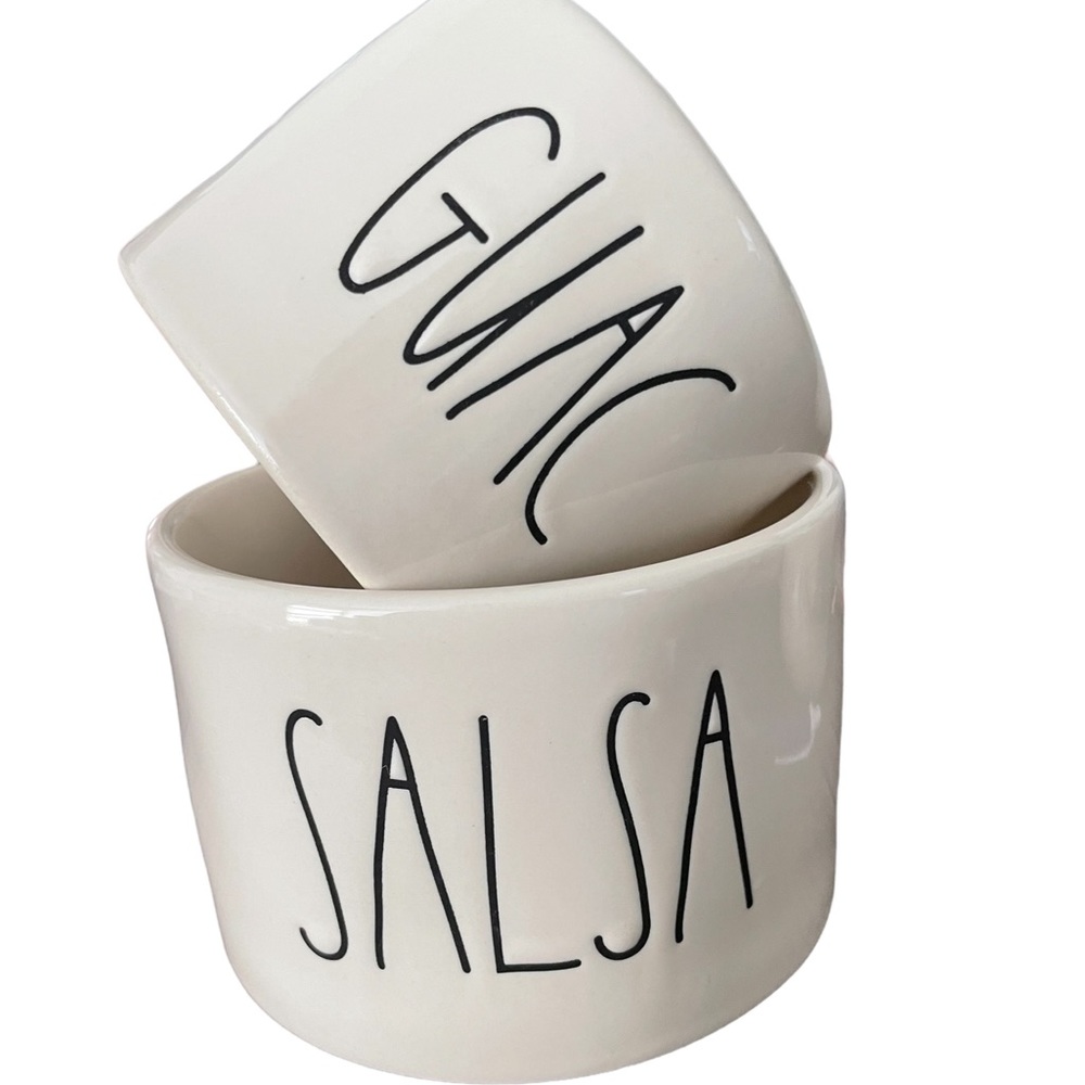 Rae Dunn Artisan Guac + Salsa Bowls Set Taco Tuesday Bowls Taco Night Bowl Set